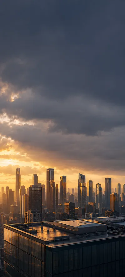 Storm Golden Backlit Towers