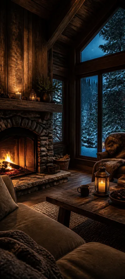 Blue Hour Snow Cabin