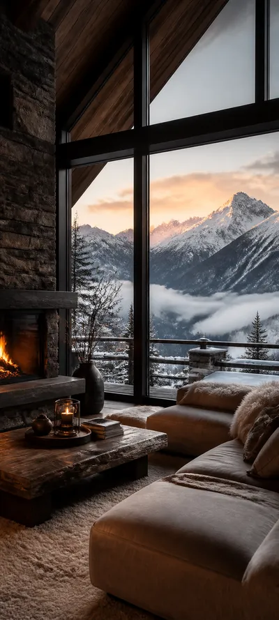 Cinematic Dawn Mountain Chalet