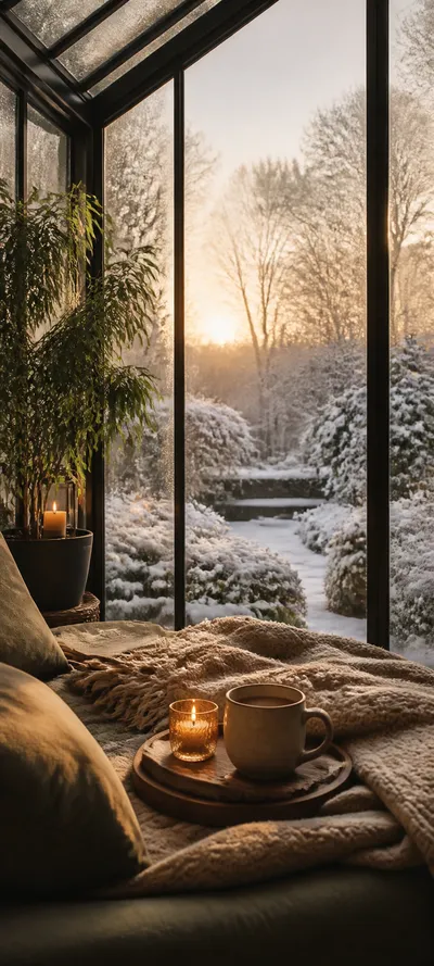 Cinematic Dawn Winter Conservatory