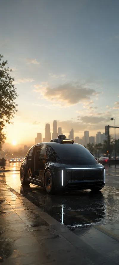 Dawn Bokeh Autonomous Taxi