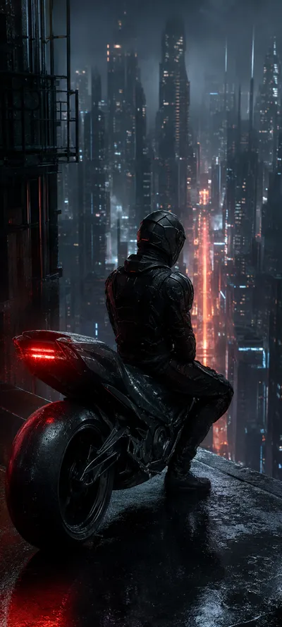 Motorcyclist Neon City