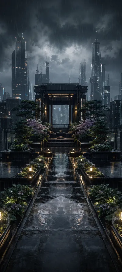 Rainy Rooftop Garden