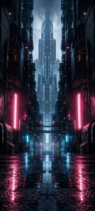 Symmetrical Brushed Metal Alley