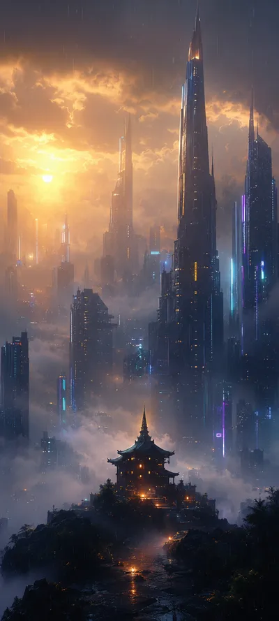Temple Fog Golden Backlight