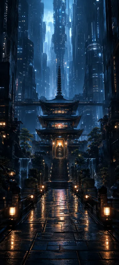 Temple Megacity Blue Hour