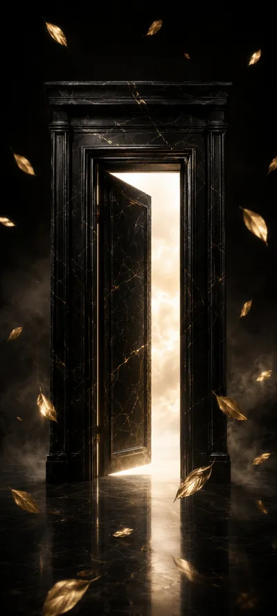 Black Marble Golden Doorway