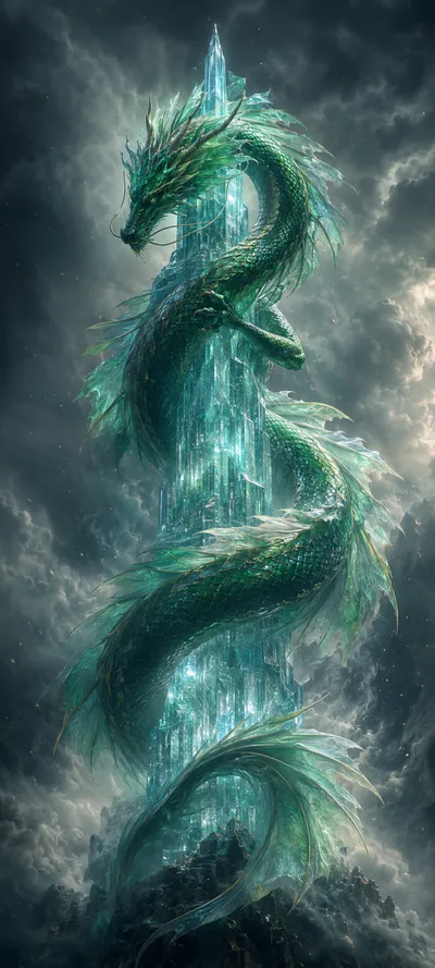 Emerald Dragon Crystal Tower
