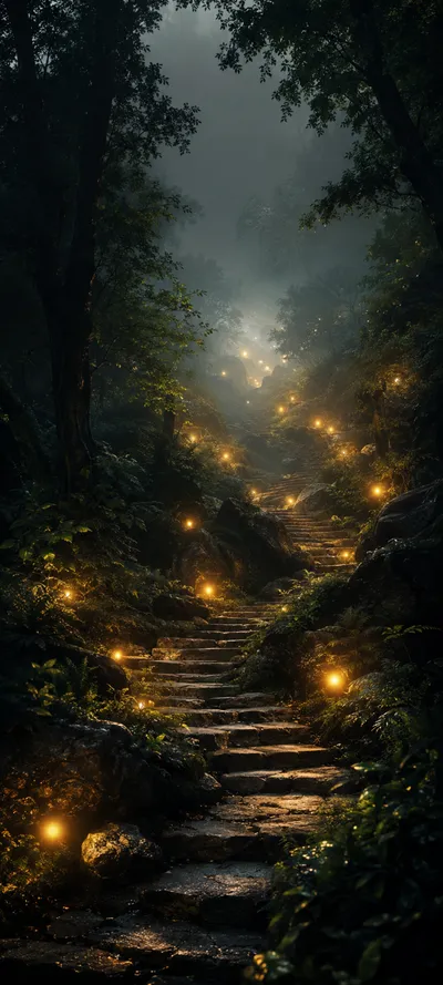 Floating Orb Forest Path