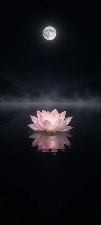 Glowing Lotus Black Lake
