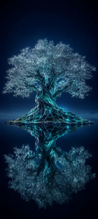 Luminous Tree Black Lake