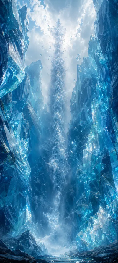 Upward Crystal Canyon Waterfall