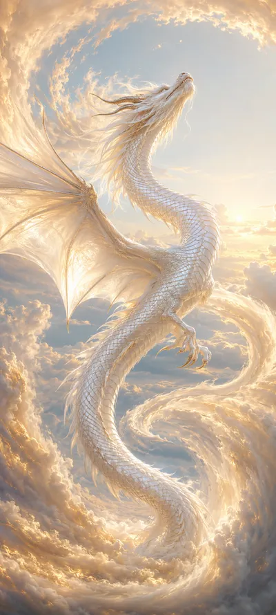 White Dragon Golden Clouds