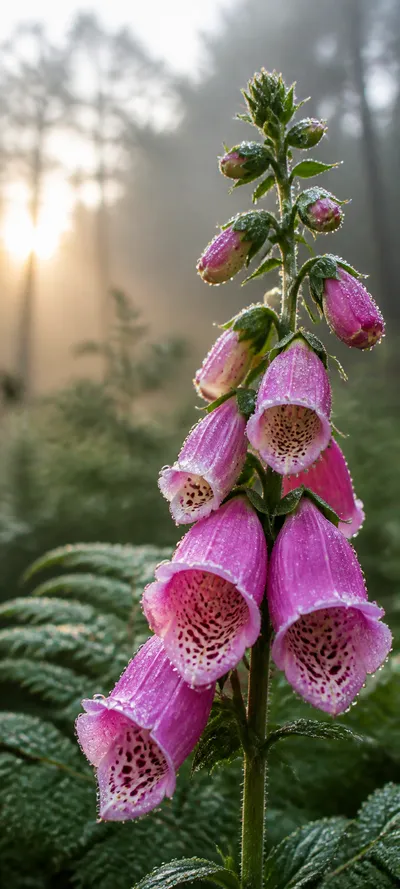 Dew Kissed Pink Foxglove Macro