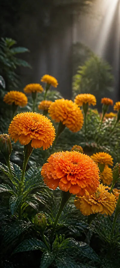 Golden Marigold After Rain