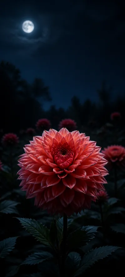 Moonlit Coral Dahlia