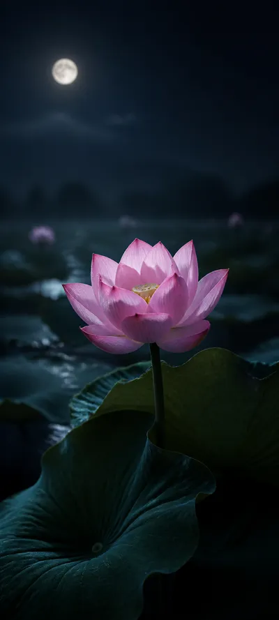 Moonlit Pink Lotus