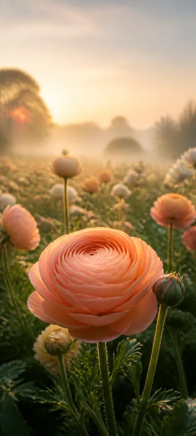 Peach Ranunculus Golden Habitat