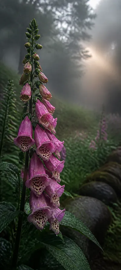 Pink Foxglove After Rain