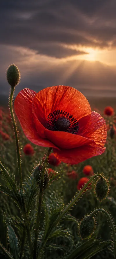 Red Poppy After Rain