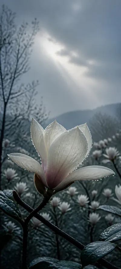 White Magnolia After Rain