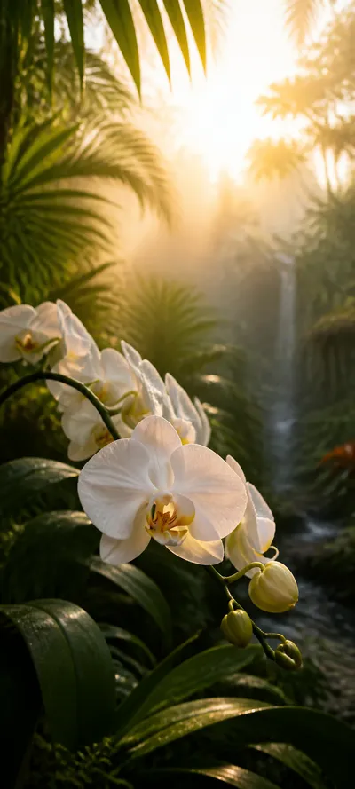 White Orchid Golden Habitat