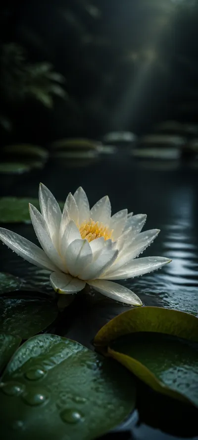 White Water Lily After Rain