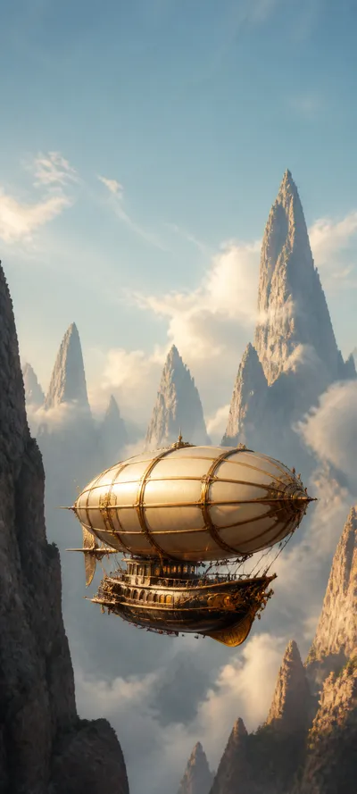 Minimal Iconic Steampunk Airship