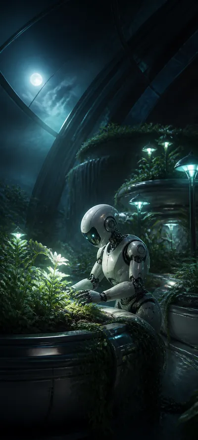 Moonlit Realm Robot Garden