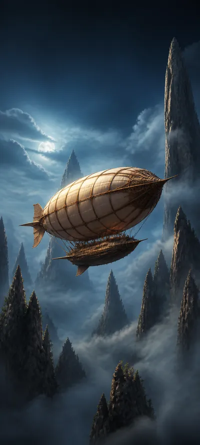 Moonlit Realm Steampunk Airship