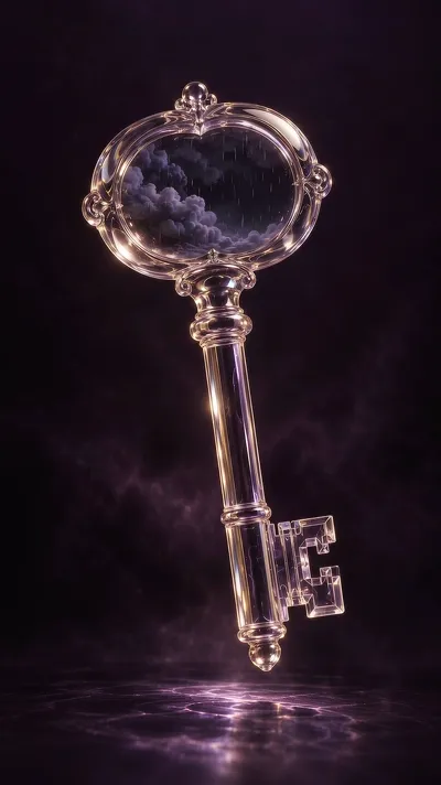 Glass Key with Clouds