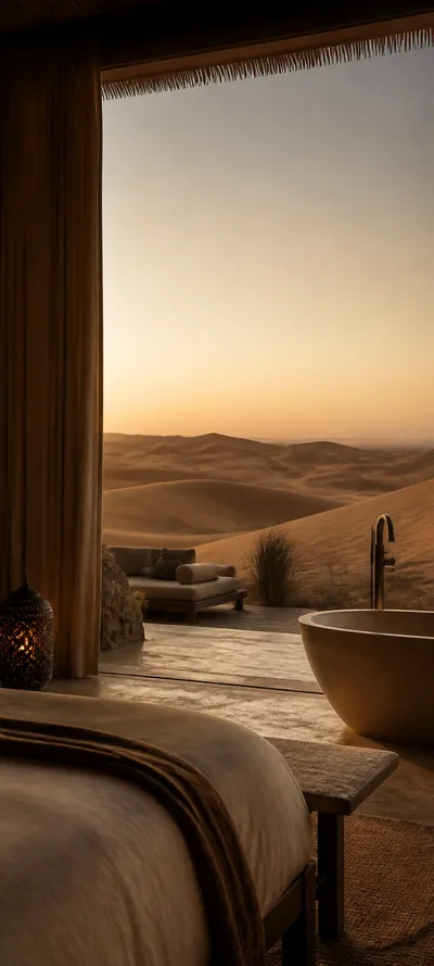 Cinematic Dawn Desert Resort