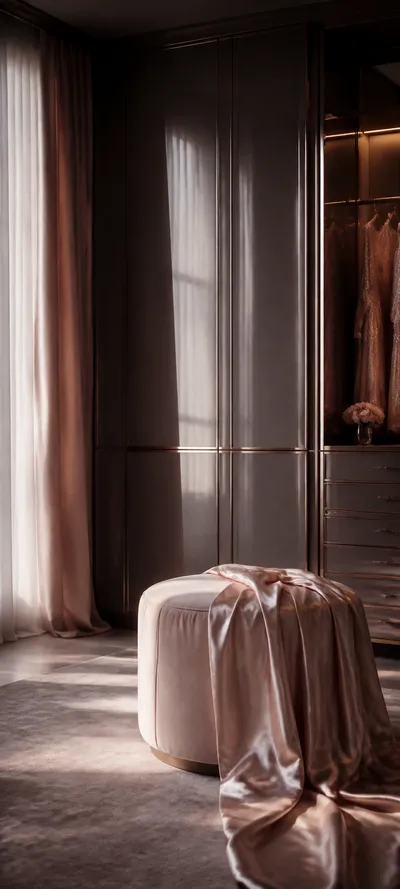Cinematic Dawn Silk Dressing Room