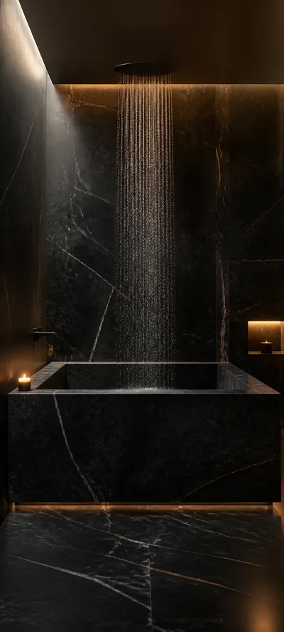 Minimal Luxe Black Marble Bath