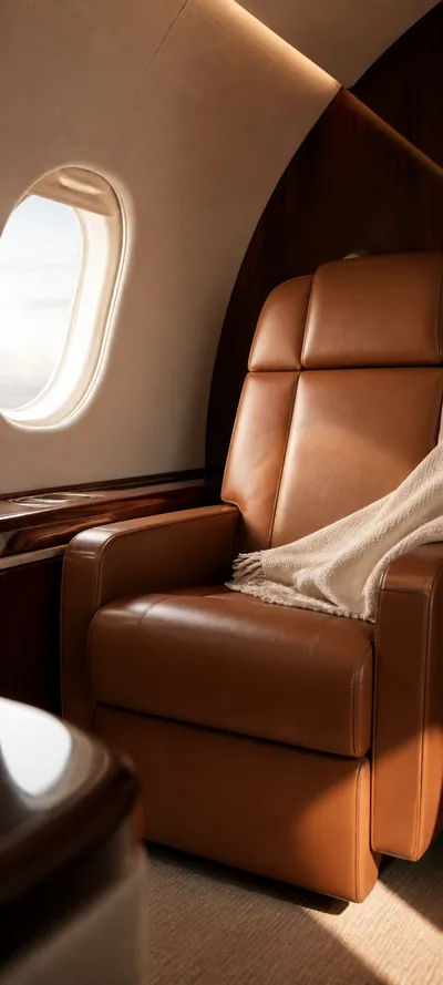Minimal Luxe Private Jet Cabin