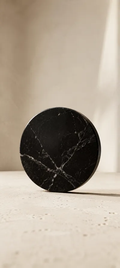 Black Marble Disc On Beige