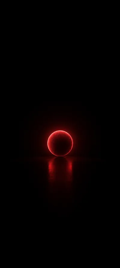 Glowing Red Sphere Dark Reflection