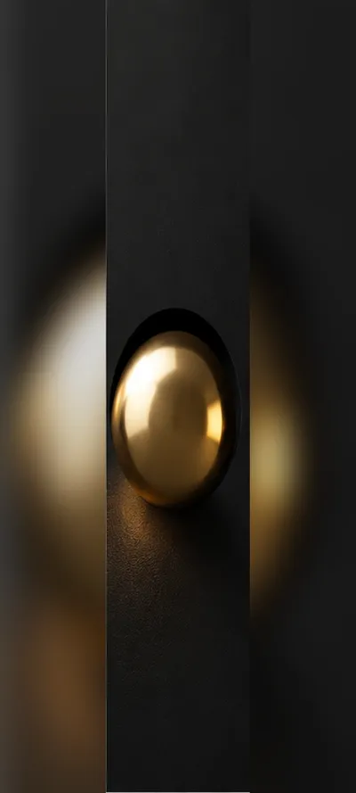 Gold Sphere Black Wall