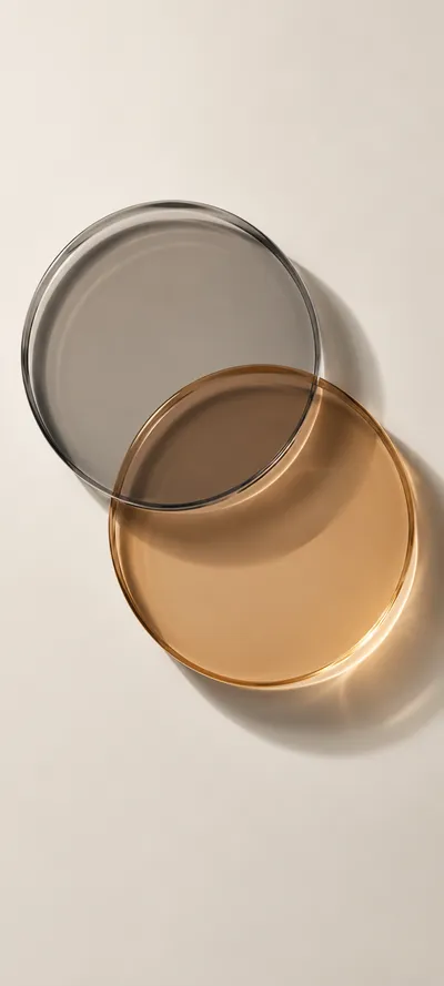 Overlapping Amber Gray Glass Discs