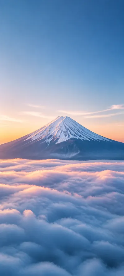 Snow Volcano Above Clouds