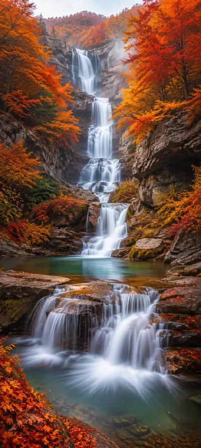 Autumn Waterfall Cascade