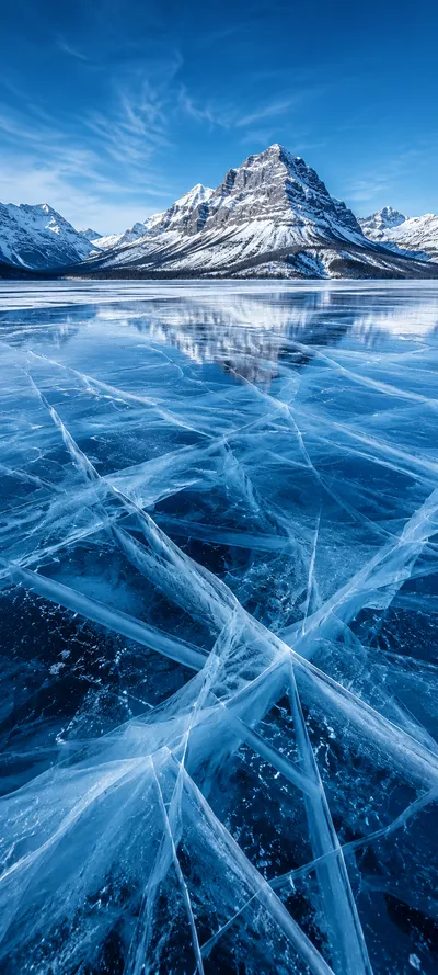 Frozen Lake Cracked Ice