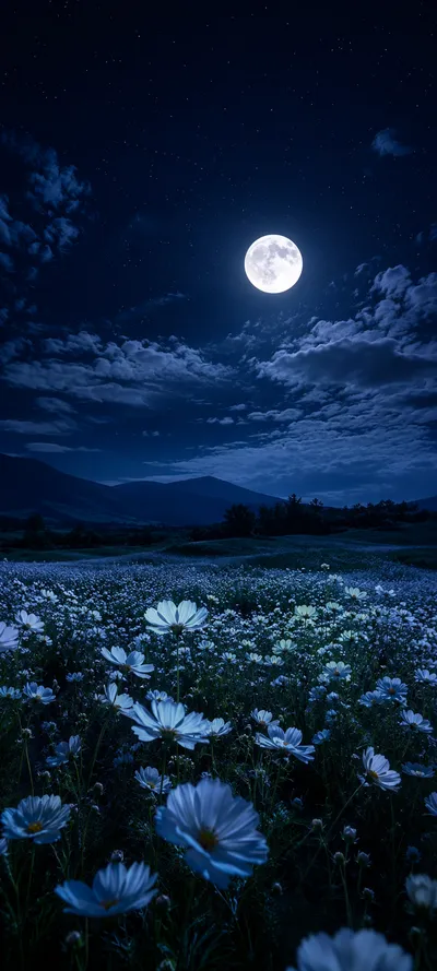 Moonlit Daisy Field