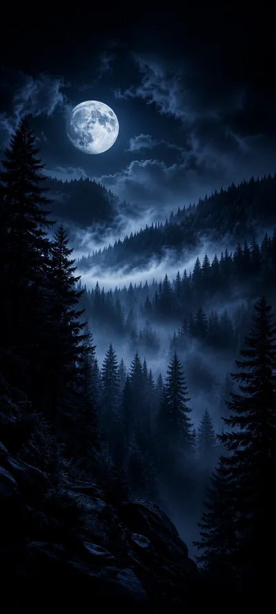 Moonlit Forest Ridge