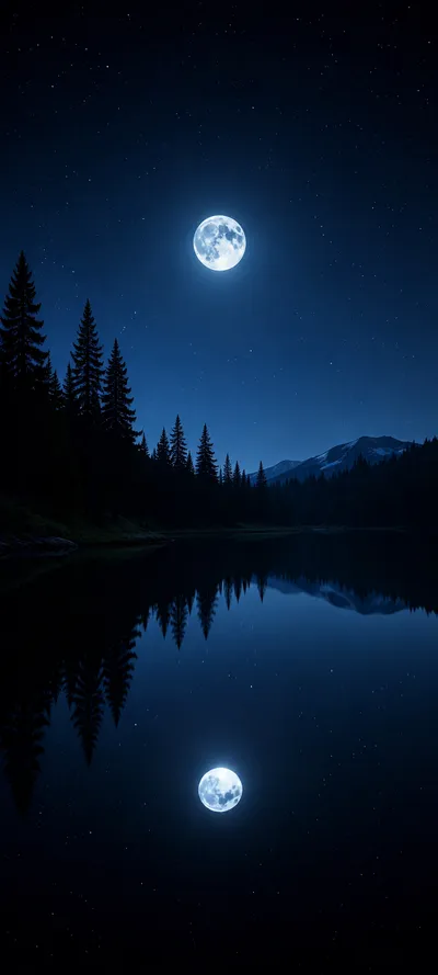 Moonlit Lake Reflection
