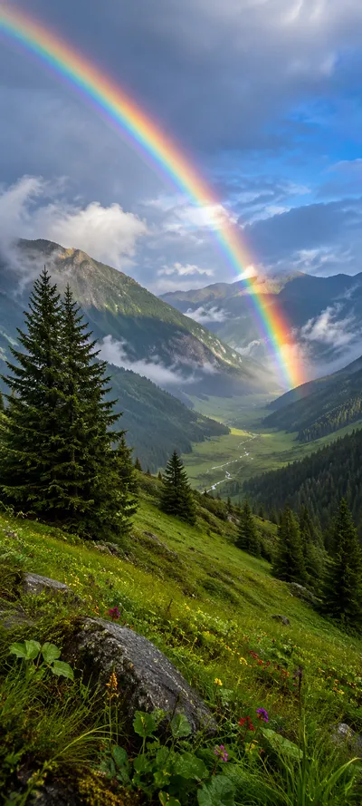 Rainbow Over Mountains