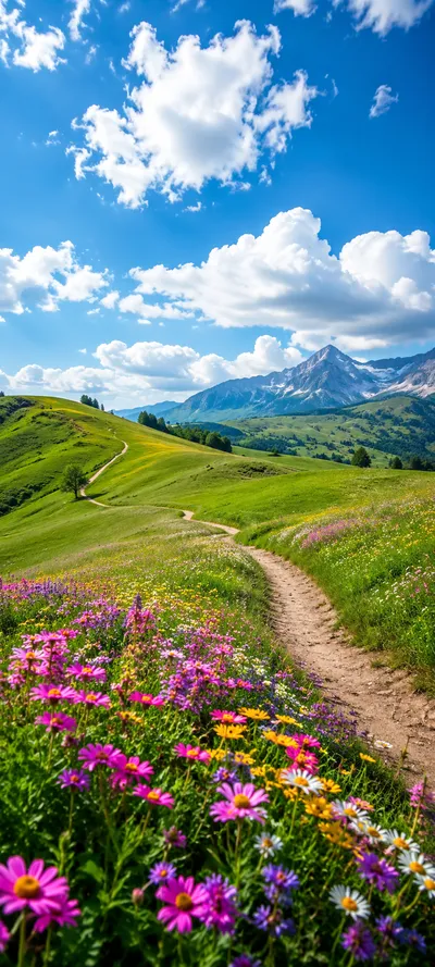Wildflower Hillside Path