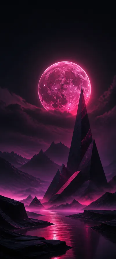 Moonlit Realm Neon Moon