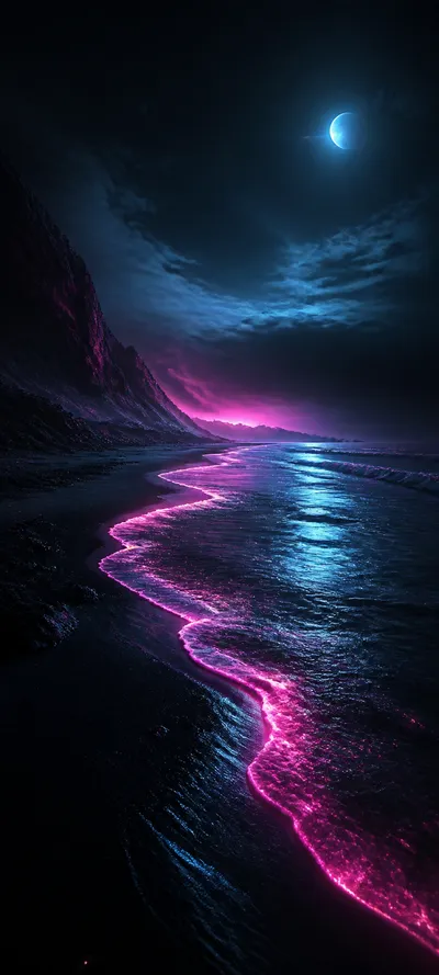 Moonlit Realm Synthwave Coast