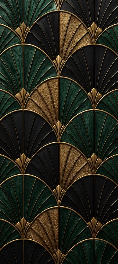 Embossed Luxe Art Deco Fans